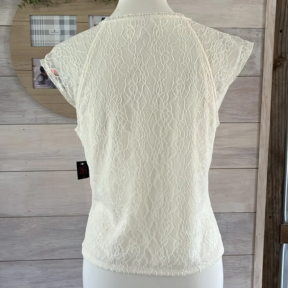 NEW NOBO Off White Lace Top L Junior - Picture 3 of 4